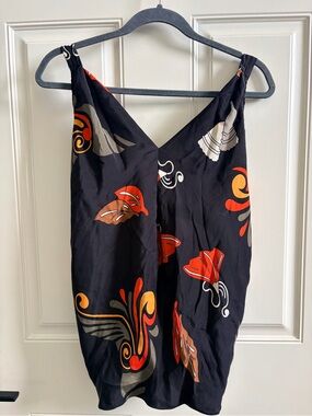 Black Floral-Print Sleeveless V-Neck Top